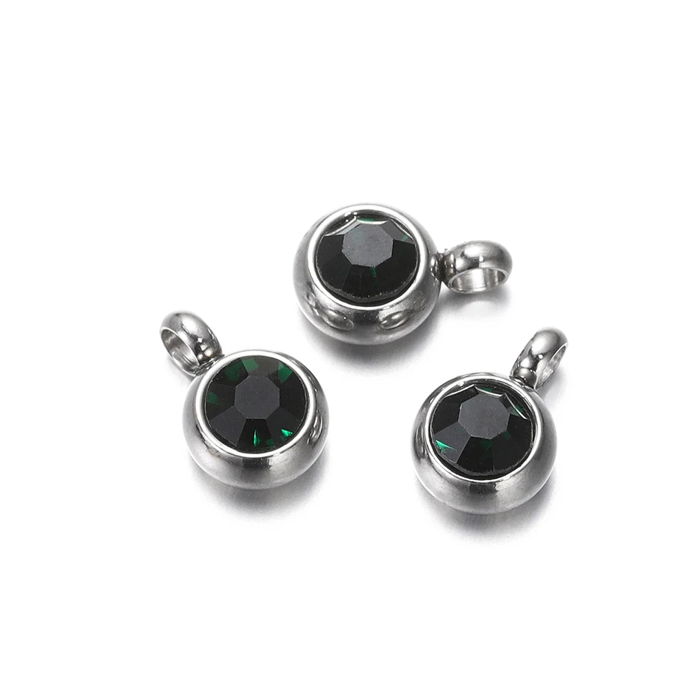 Earring Components Stainless Steel Birthstone Necklace Pendant Craft Supplies
