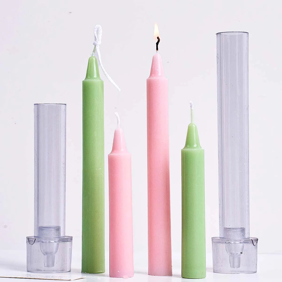 Stripe Cylindrical Rod Candle Mold DIY Dinner Ornaments Gear Peaked Aromath Candles Crafts Making Acrylic Plastic Molds Kit