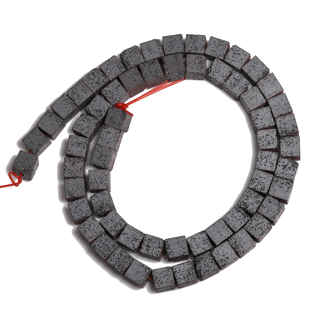 Stone Beads Square Black Lava-Style Spacers for DIY Jewelry Making Craft Beads