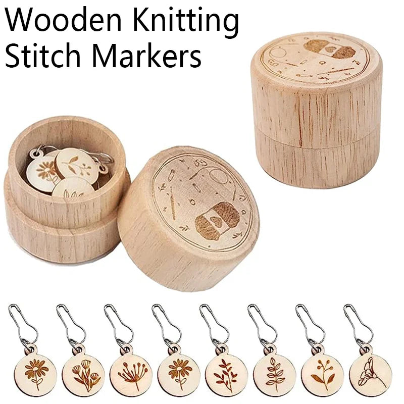 Stitch Counters, Wooden Needle Clips for Knitting & Needlecraft Projects