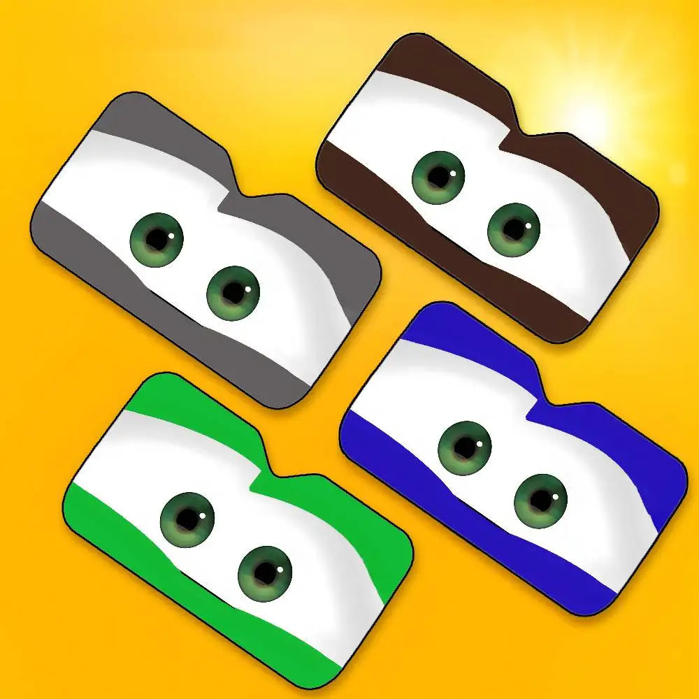 Cartoon Car With Cute Eyes Car Sun Shade UV Protector