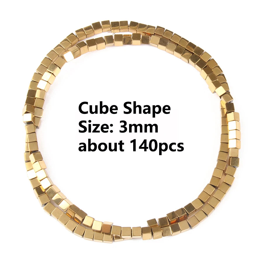 Stone Beads Gold-Tone Hematite-Style Spacer Shapes for DIY Jewelry Making