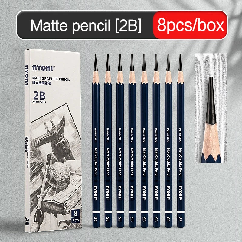 Graphite & Charcoal Pencils, NYONI — HB to 12B, Single-Grade & Mixed Sets
