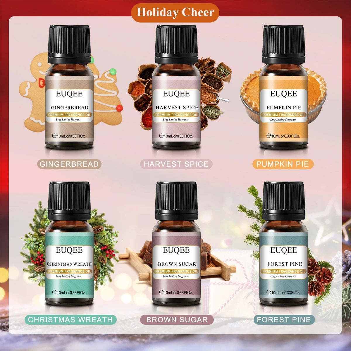 EUQEE Fragrance Oil Gift Set 6x10ml 10 Themed Collections DIY Candle Diffuser
