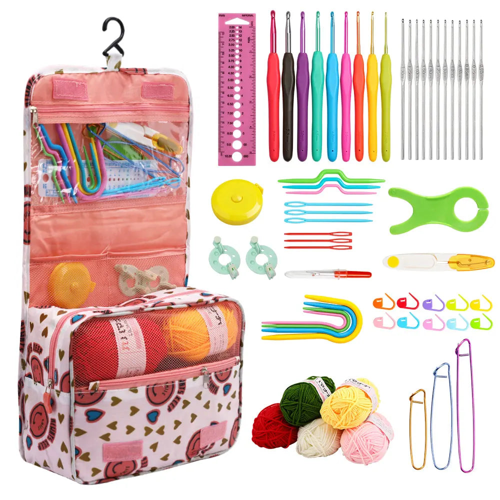 Crochet Hook Tool Set with Tote Organizer for Handmade Yarn Projects
