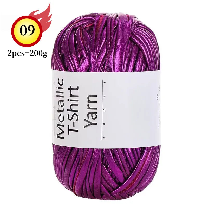 Yarn, Shiny Metallic Fabric for Crochet Bags, Cushions, Baskets & Crafts