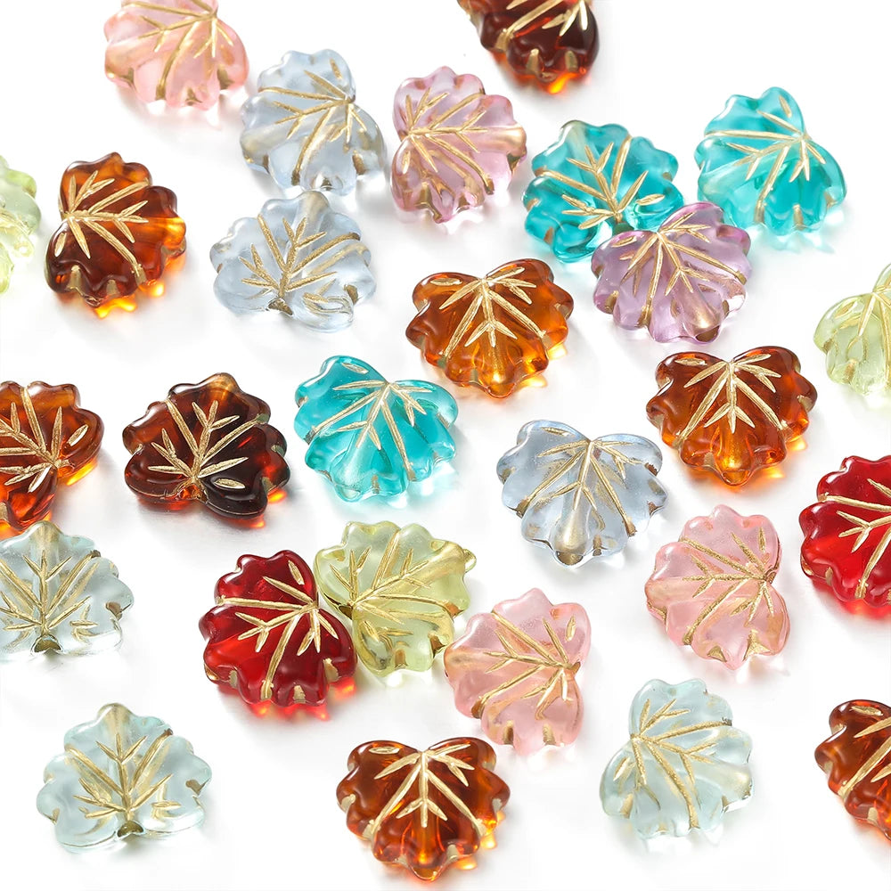 Acrylic Beads Vintage Amber Maple Leaf Spacer Necklace Bracelets Craft Beads