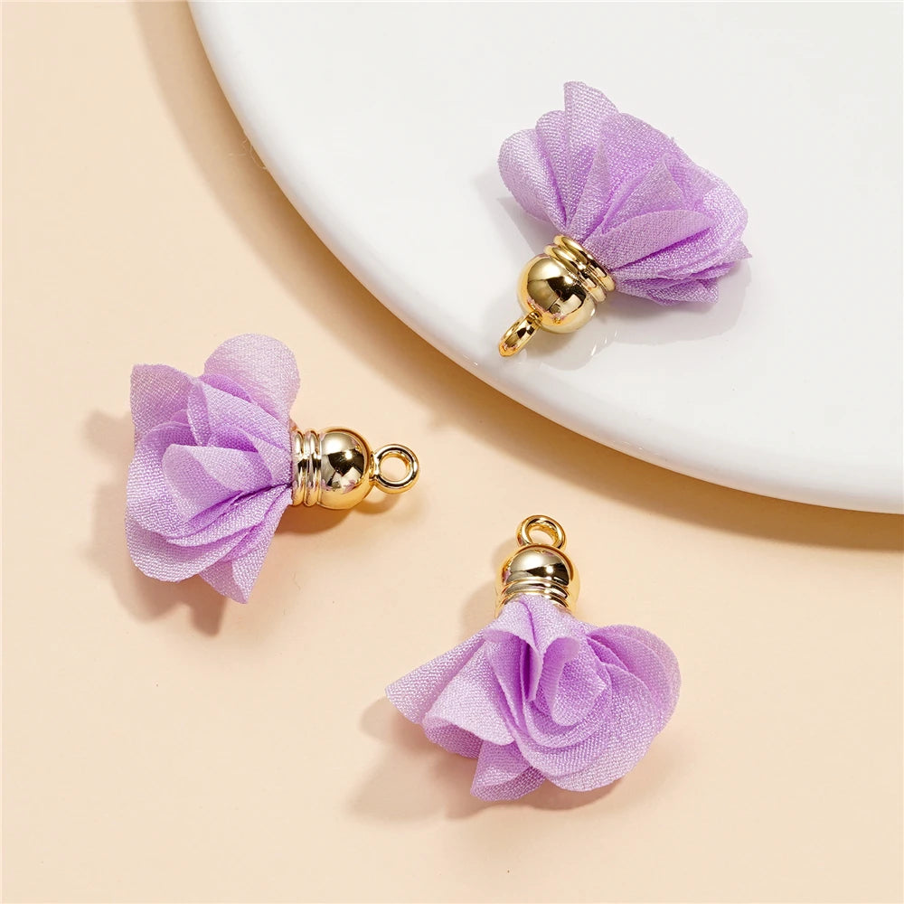 Earring Components Fabric Flower Tassel Pendants Bracelet DIY Jewelry Making