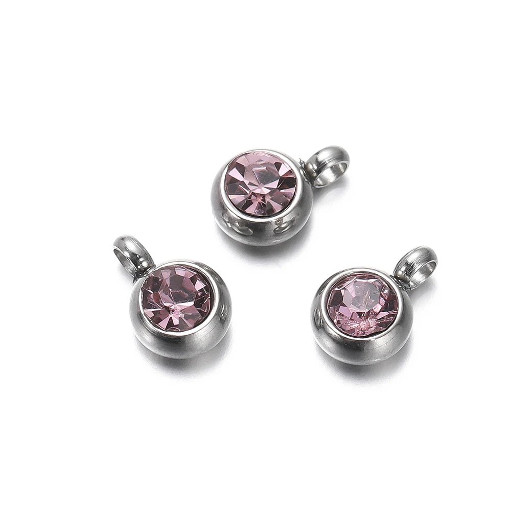 Earring Components Stainless Steel Birthstone Necklace Pendant Craft Supplies