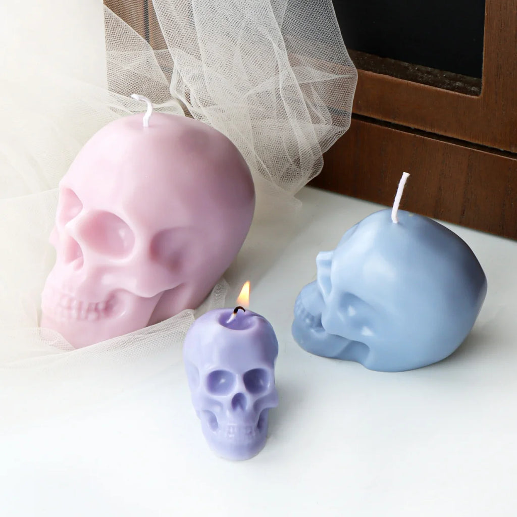 3D Skull Silicone Mold DIY Large Skull Desktop Ornament Epoxy Resin Candle Mold Skull Sculpture Halloween Home Decoration Mold