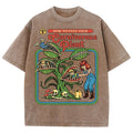 T-Shirt Unisex Carnivorous Plant Print Washed Cotton Crewneck Short Sleeve