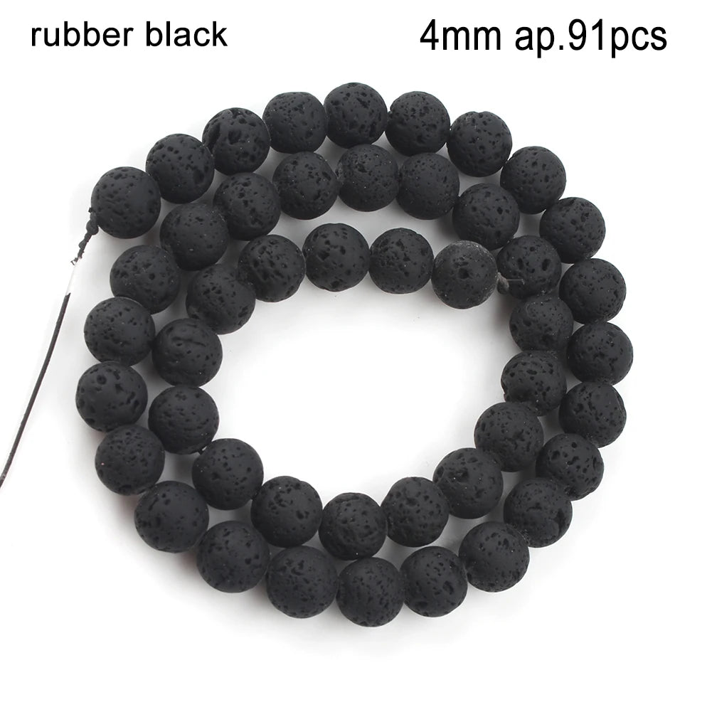 Stone Beads Black Volcanic Lava Spacer Waist Bracelets Necklace Craft Beads
