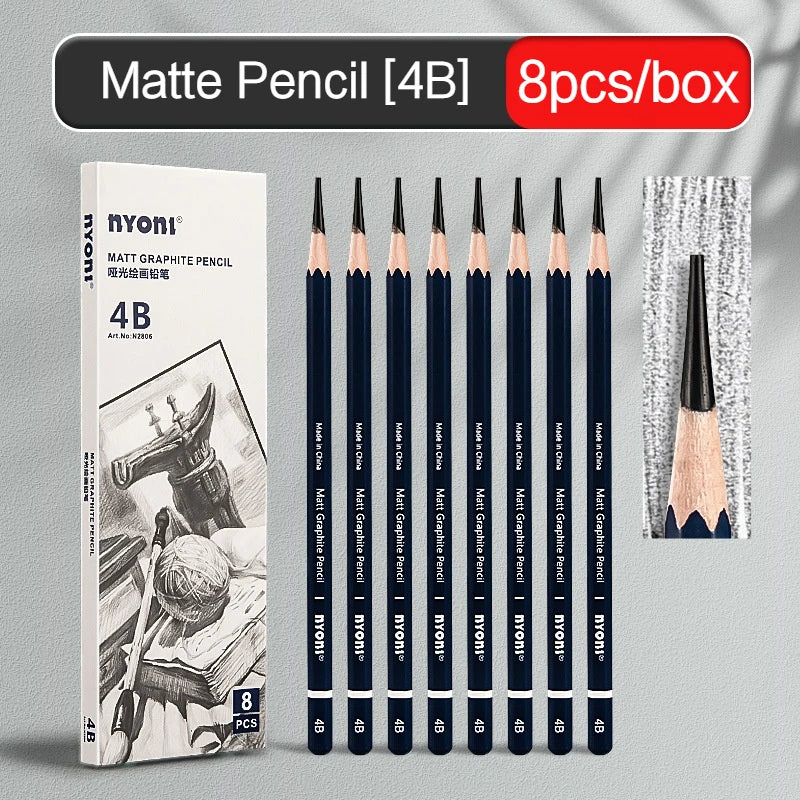Graphite & Charcoal Pencils, NYONI — HB to 12B, Single-Grade & Mixed Sets