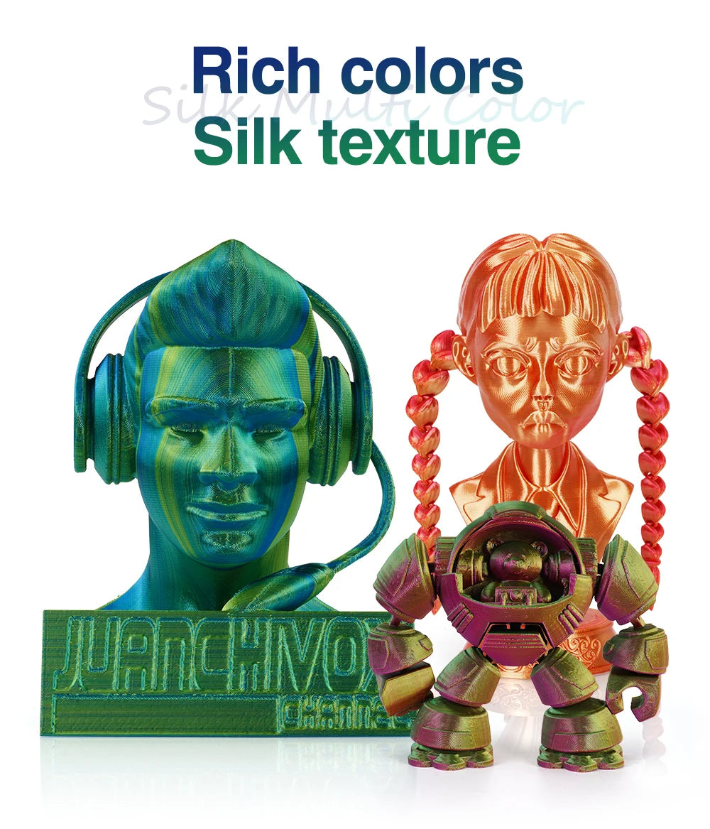 KINGROON Silk Tri-color PLA Filament 3D Printer 1.75mm 1KG/roll  Silk PLA Filament Plastic Material 3D Printing Special Color