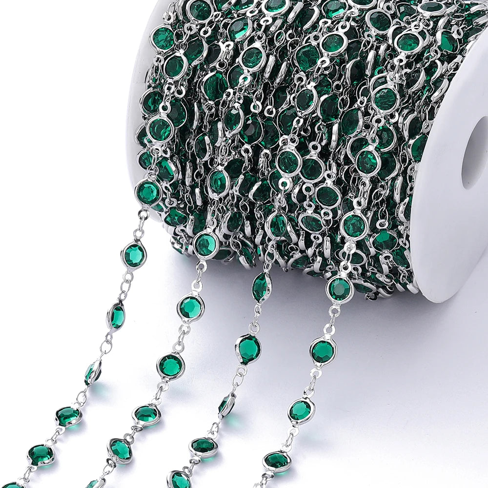 Metal Beads Colorful Crystal Beaded Chain Glass Necklace Chain Bracelet Supplies