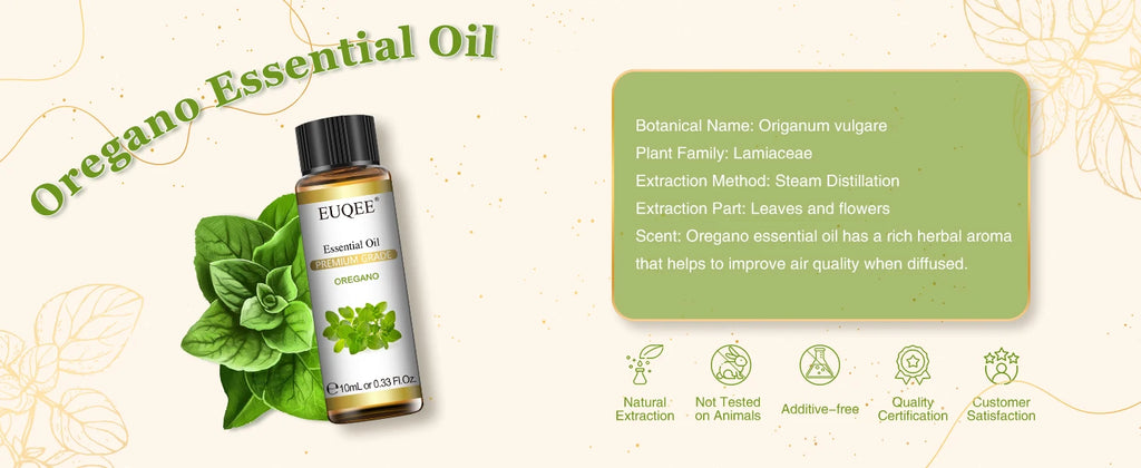 EUQEE 10ml Oregano Vetiver Essential Oil For Humidifier Candle Making Myrrh Ginger Helichrysum Lemon  Rose Eucalyptus Aroma Oils