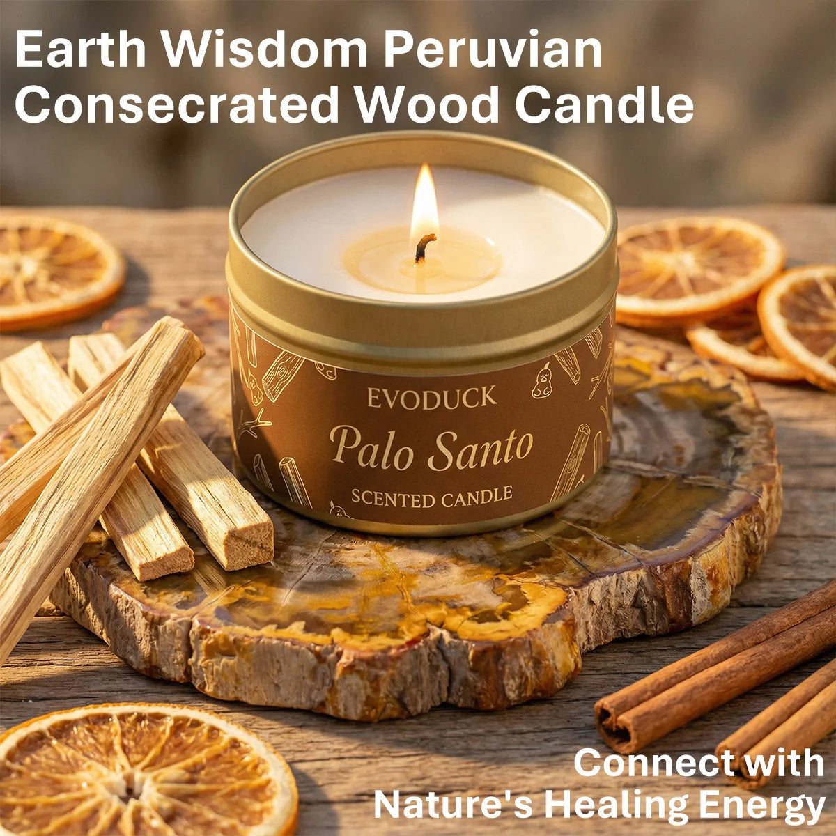 Scented Soy Wax Candles EVODUCK Palo Santo Sage Rose & Citronella