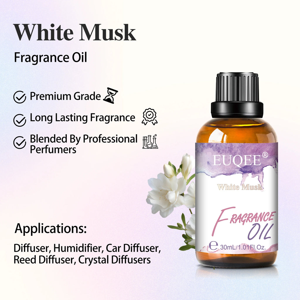 EUQEE 30ml Premium Fragrance Oil For Diffuser Aromatherapy Coconut & Vanilla White Musk Bubble Gum Lilac Aroma Fragrance Oils