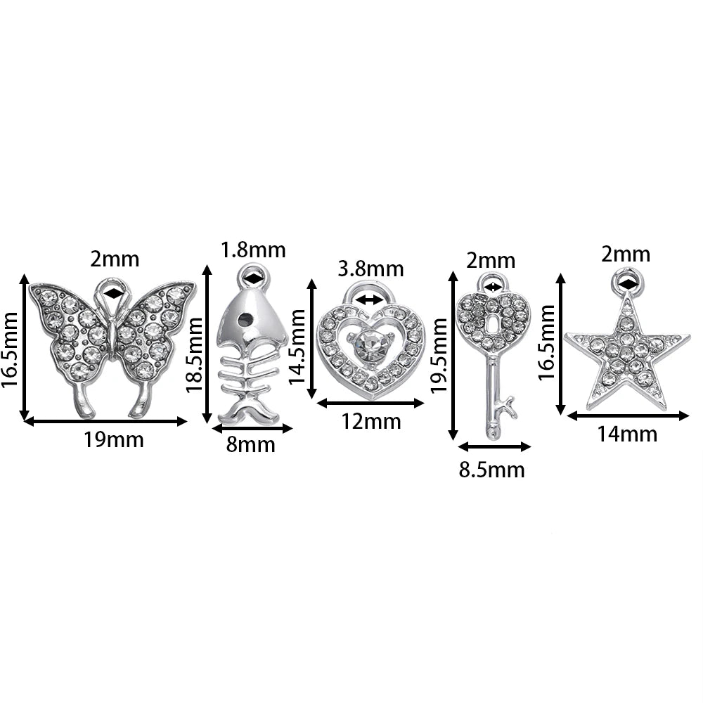 Earring Components Rhinestone Love Butterfly Alloy Pendants Stars Craft Supplies