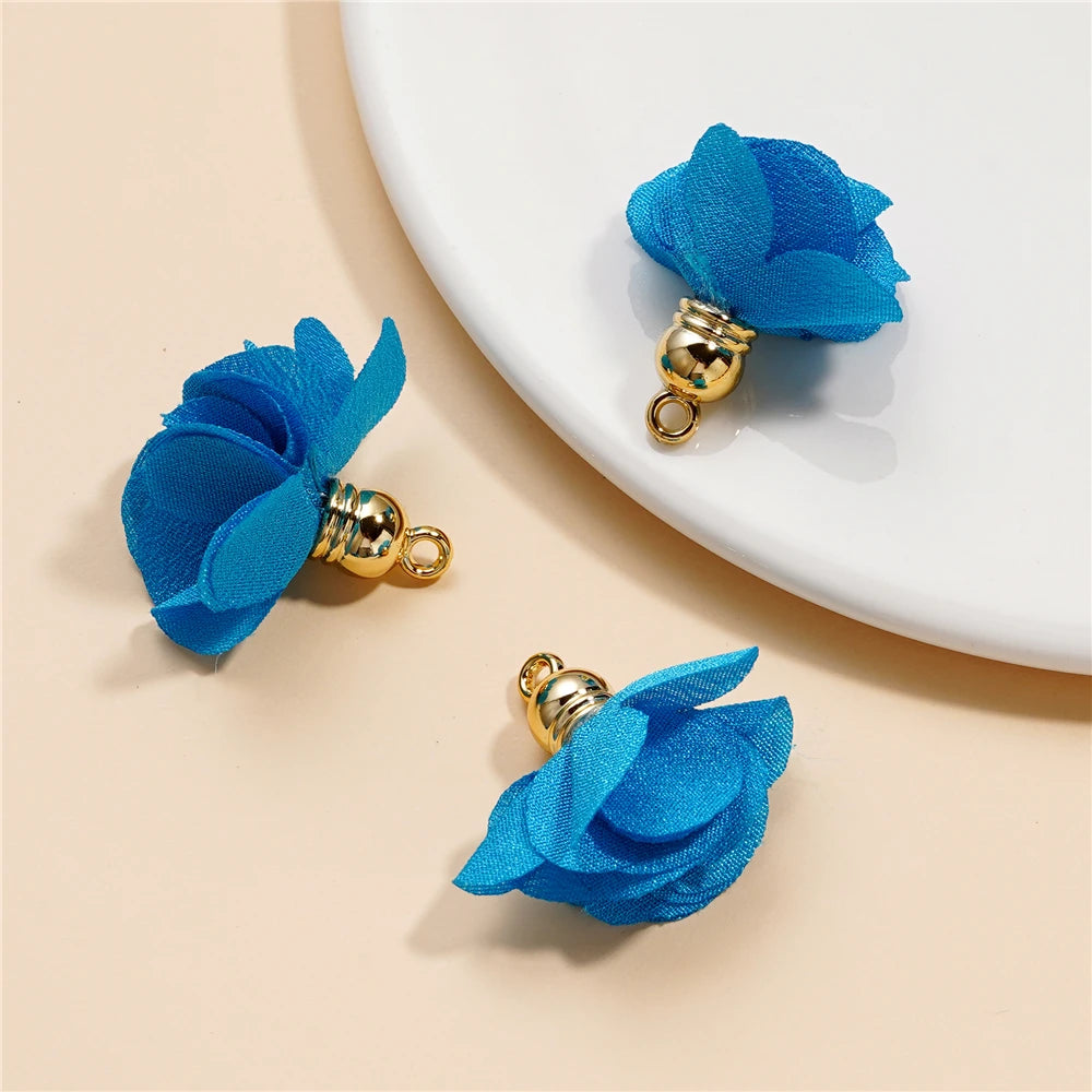 Earring Components Fabric Flower Tassel Pendants Bracelet DIY Jewelry Making