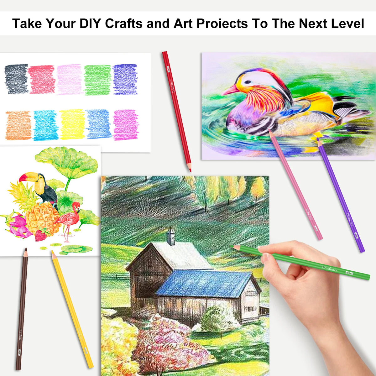 Colored Pencil Set, Oil-Based 2B, 72–180 Colors, Non-Toxic, Multiple Sets
