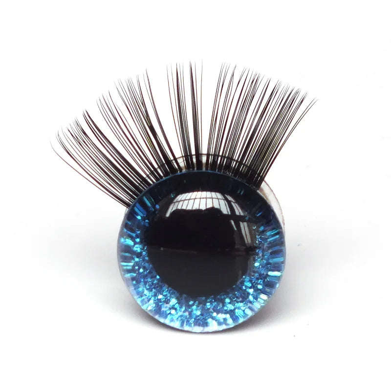 New 20pcs / lot 12-30mm Glitter Toy Eyes With Eyelash With Hard Washer For DIY Doll eyes toy accessories safe eyes