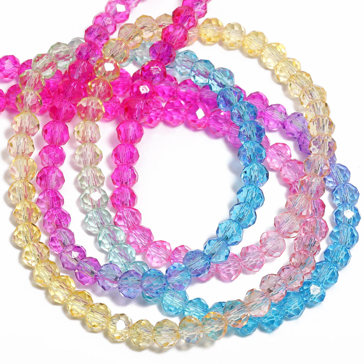 Glass Beads Gradient Color Faceted Rondelle Crystal for DIY Jewelry Making