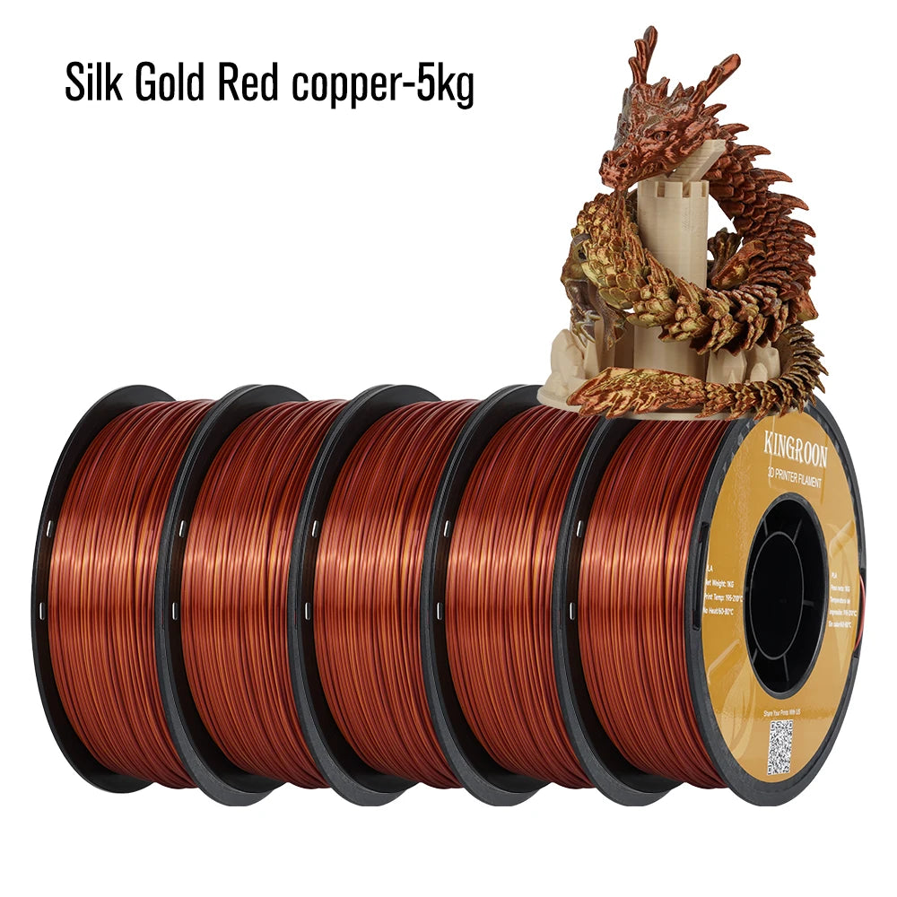 KINGROON Silk Dual-color PLA Filament 3D Printer 1.75mm 11/22 lbs Silk PLA Filament Plastic Materials 3D Printing Special Color