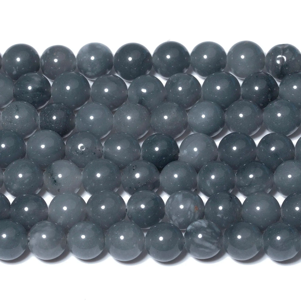 Stone Beads Jades-Style Gray Chalcedony-Style Round Bracelet Strand Craft Beads