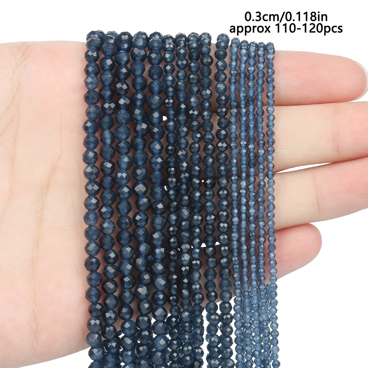 Stone Beads Round Deep Blue Sapphire-Style for DIY Jewelry Making Craft Beads