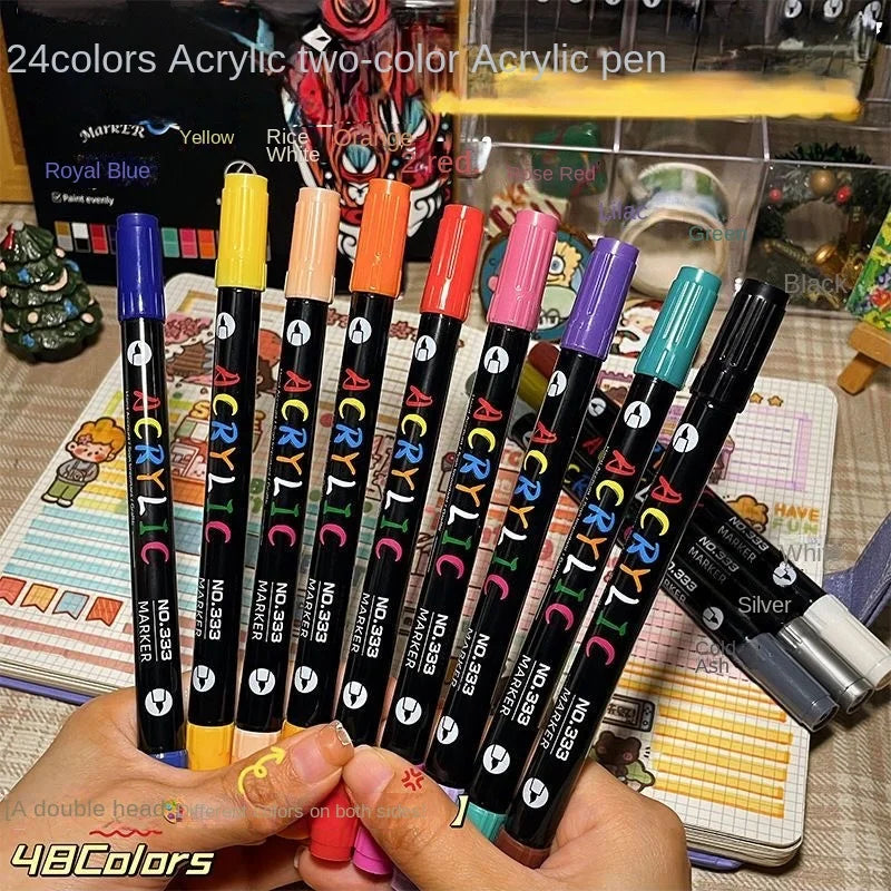 Acrylic Paint Markers, Dual-Tip Fine & Brush, 24 to 120 Colors