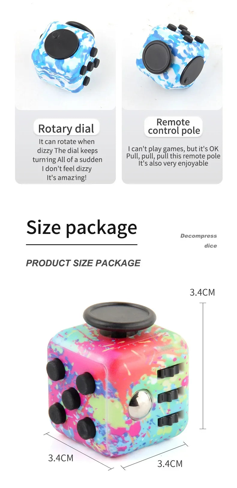 Fidget Stress Relief Dice Colorful Premium Quality Replacement Accessory