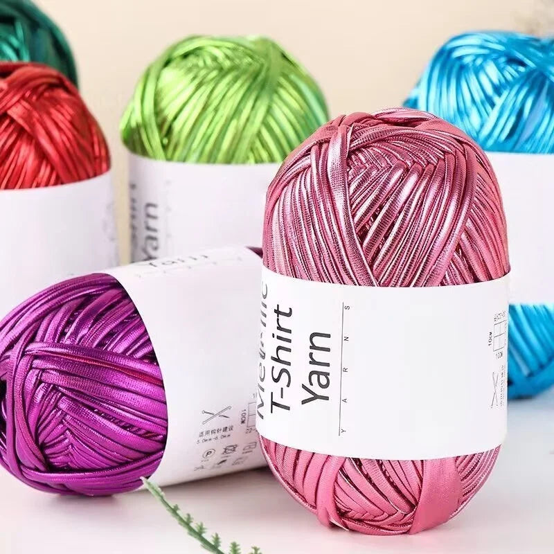 Yarn, Shiny Metallic Fabric for Crochet Bags, Cushions, Baskets & Crafts