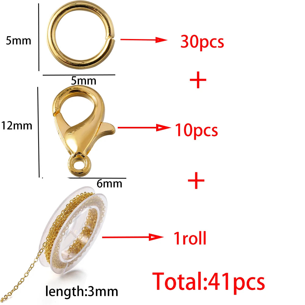 Necklace Chain Kit Iron Links Clasps Jump Rings DIY Jewelry Making