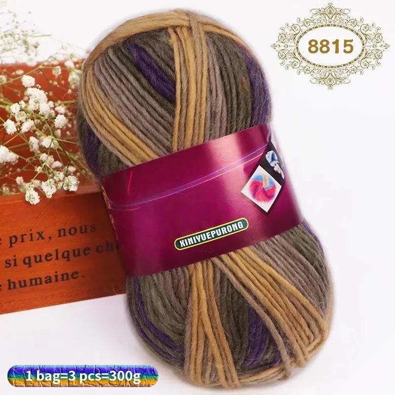 Yarn, Gradient Wool-Style Strands for Knitting Shawls, Hats & Craft Projects