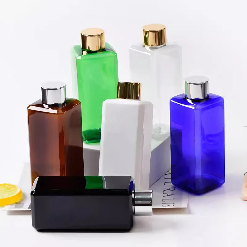 Screw-Cap Bottles Empty Square PET Gold Silver Tone Cosmetic Packaging 30 Pack