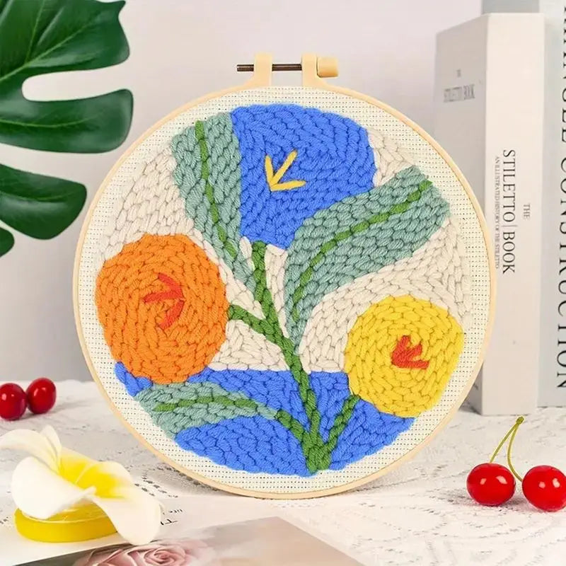Punch Needle Kit, Flower Designs for Beginner Embroidery & Yarn Painting