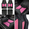 Automotive Floor Mats - 4 Heavy Duty Pink Rubber For Cars Universal Fit Full Set