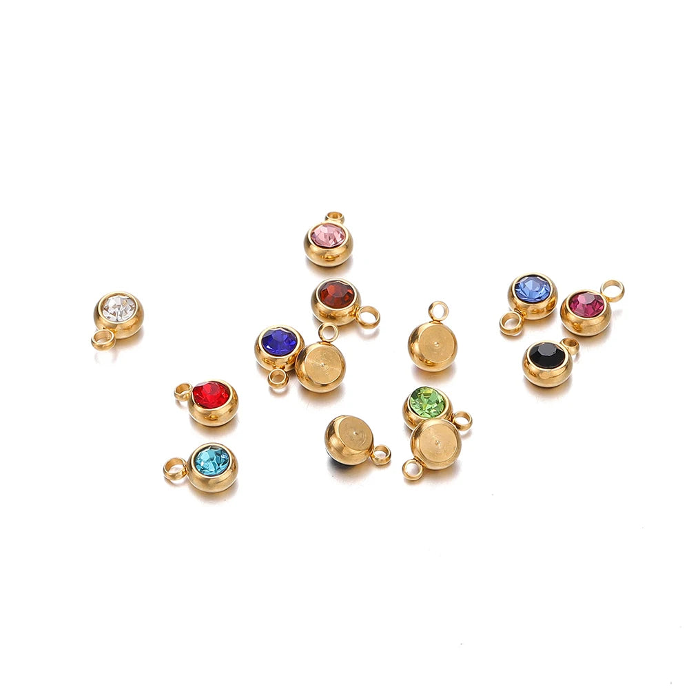 Metal Beads Stainless Steel Rhinestone Crystal Charms Pendants Bracelet Supplies