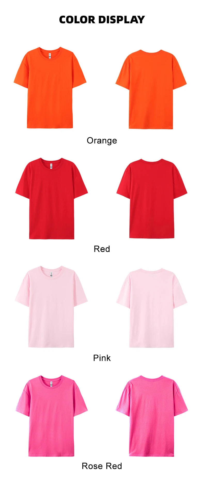 T-Shirt Unisex Solid Color 100% Cotton Loose Fit Short Sleeve Candy Color Tee