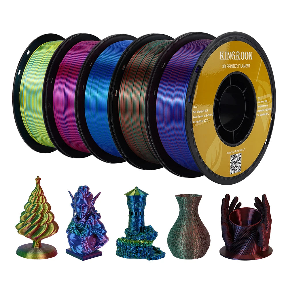 3D Printer Filament Silk Tri-Color PLA 1.75mm 3-Color Shift KINGROON
