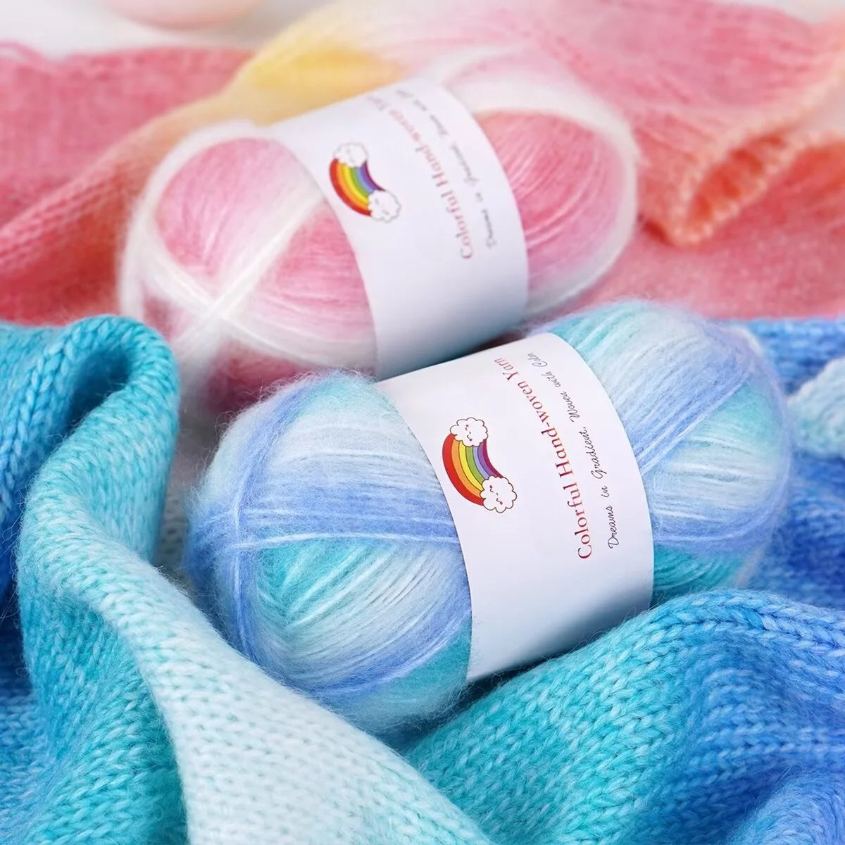 Yarn, Light Rainbow Gradient for Sweaters, Coats, Hats, Scarves & Shawls