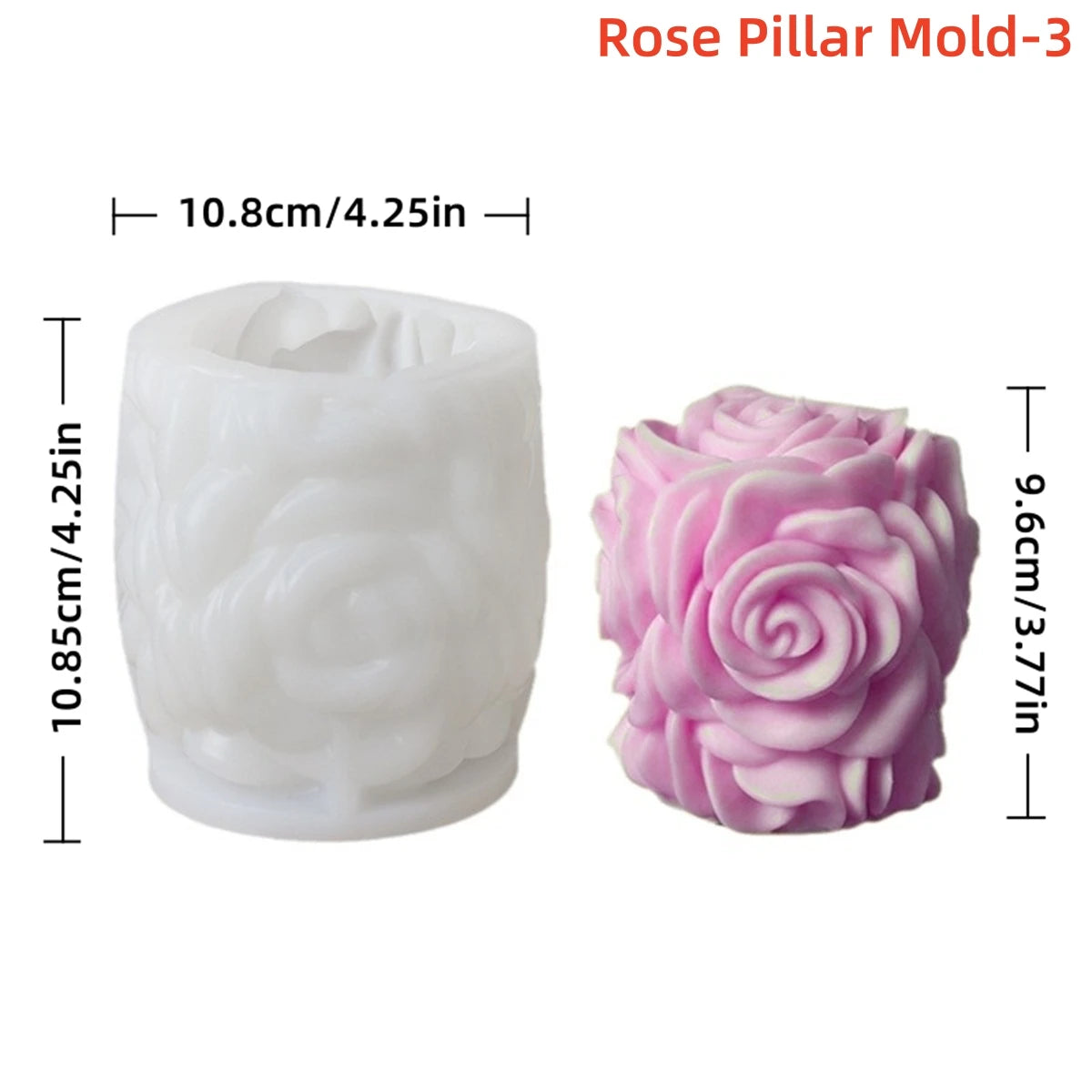 3D Rose Pillar Silicone Candle Mold — 8 Styles for Candles & Soap