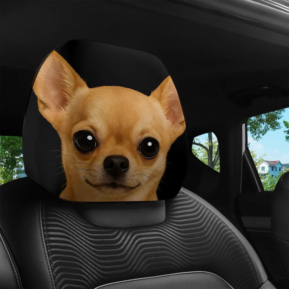 2pcs Chihuahua Print Car Headrest Covers | Easy-to-Install, Washable,  Perfect for Car Decoration, All-Season Use