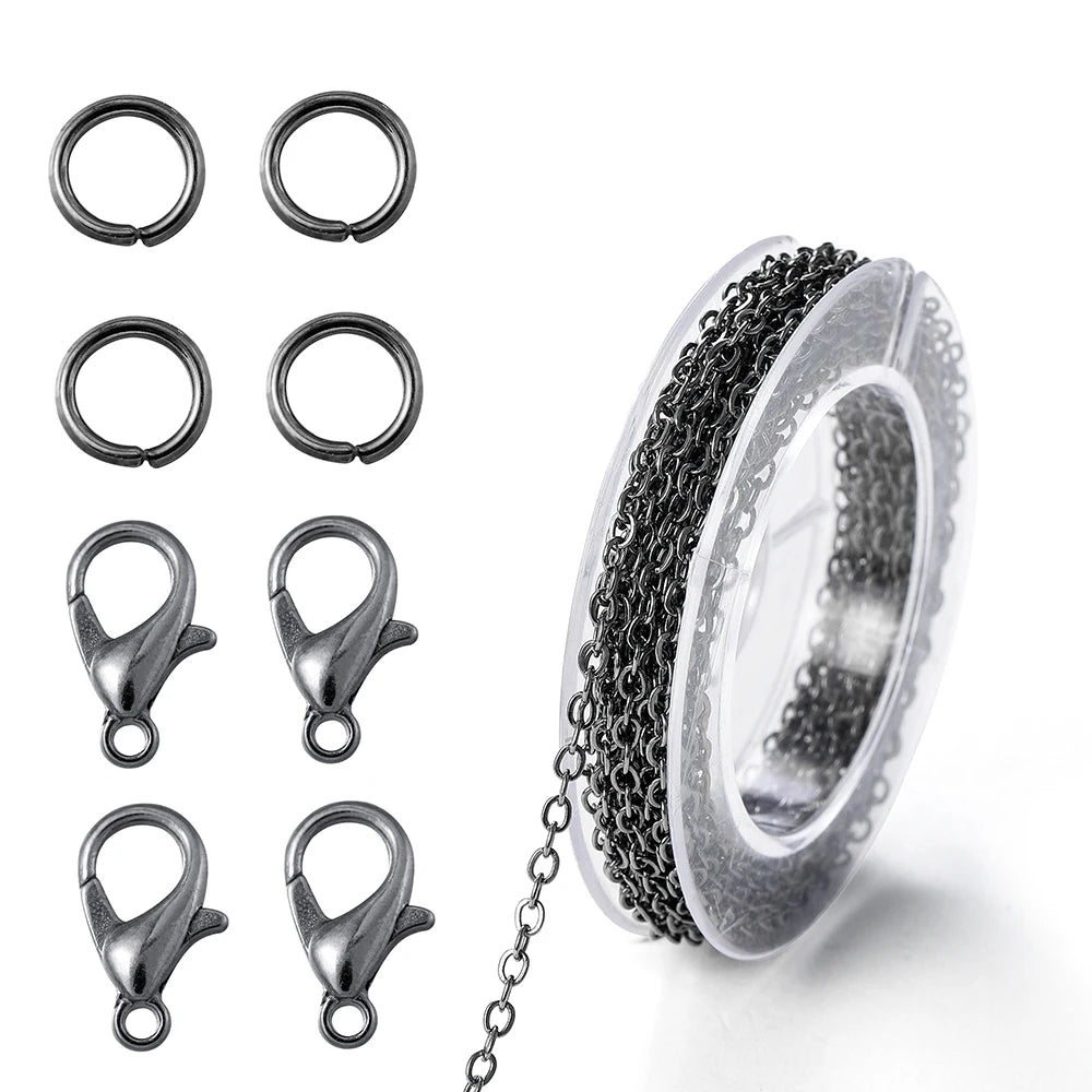 Necklace Chain Kit Iron Links Clasps Jump Rings DIY Jewelry Making
