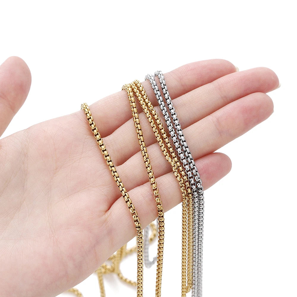Metal Beads . Stainless Steel Square Link Chains Necklace for DIY Jewelry Making
