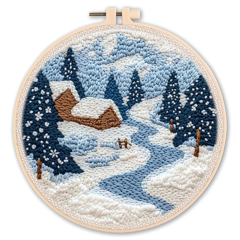Punch Needle Kit, Cozy Winter Designs for Beginner Embroidery & Home Decor