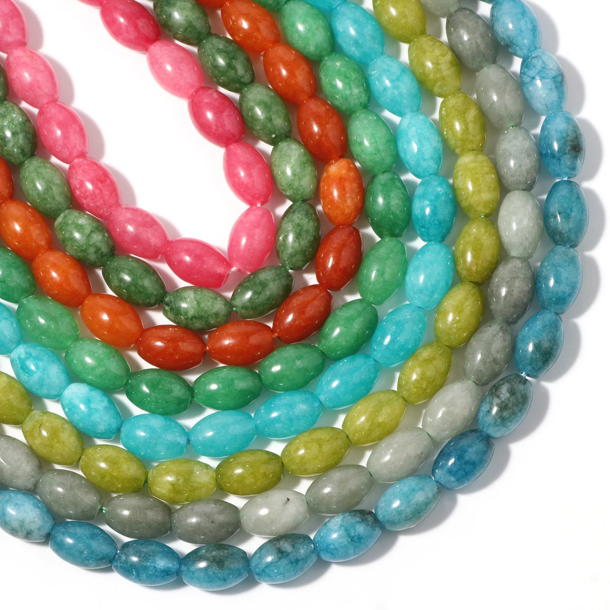Stone Beads Rice Green Jade-Style Amazonite Apatite Oval Charm Spacer