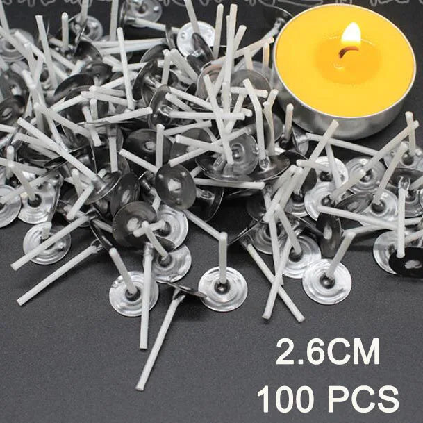 Candle Wicks Pre-Waxed Cotton Smokeless Metal Tab 1-8in DIY Candle Making