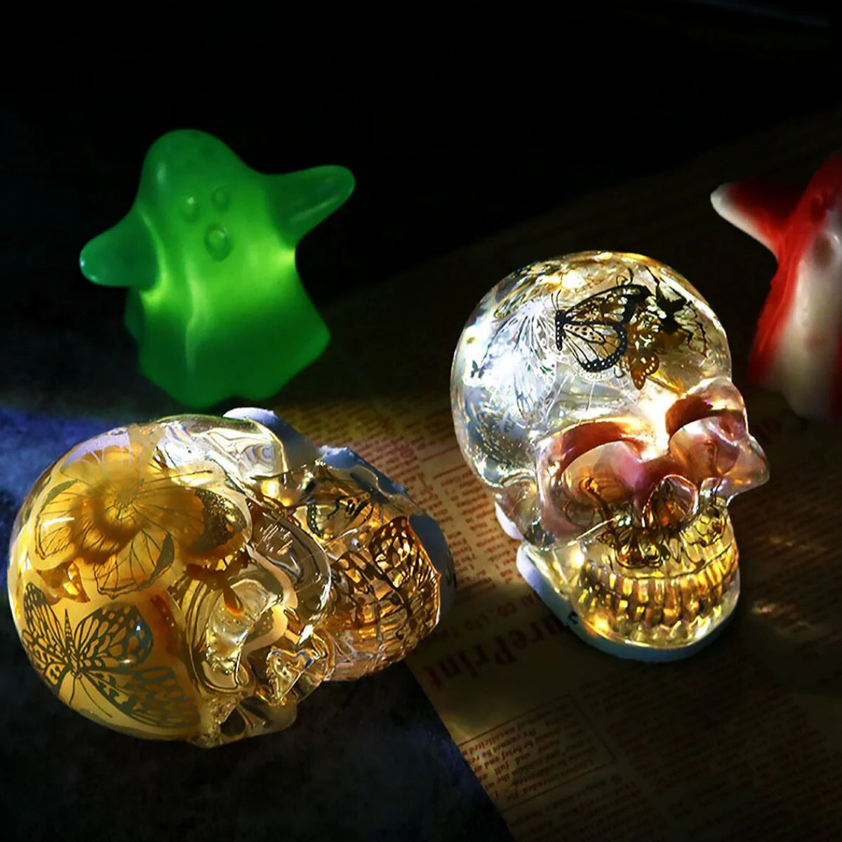3D Skull Silicone Mold DIY Large Skull Desktop Ornament Epoxy Resin Candle Mold Skull Sculpture Halloween Home Decoration Mold
